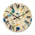 thumbnail image 1 of Designart 'Blue Wildflowers With Leaves I' Traditional Wood Wall Clock, 1 of 5