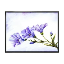 Designart 'Blue Wildflowers With Leaves II' Traditional Framed Canvas Wall Art Print