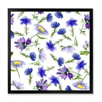 Designart 'Blue Wildflowers With Leaves III' Traditional Framed Art Print