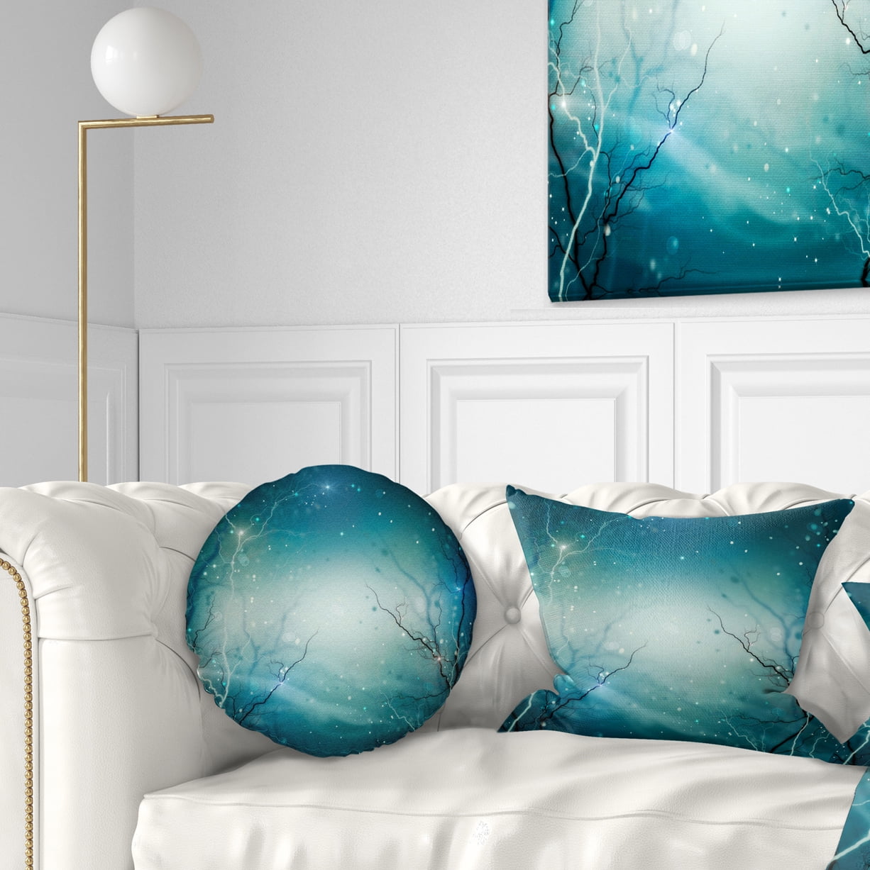Designart Blue Winter Fantasy Forest - Landscape Photo Throw Pillow - 12x20