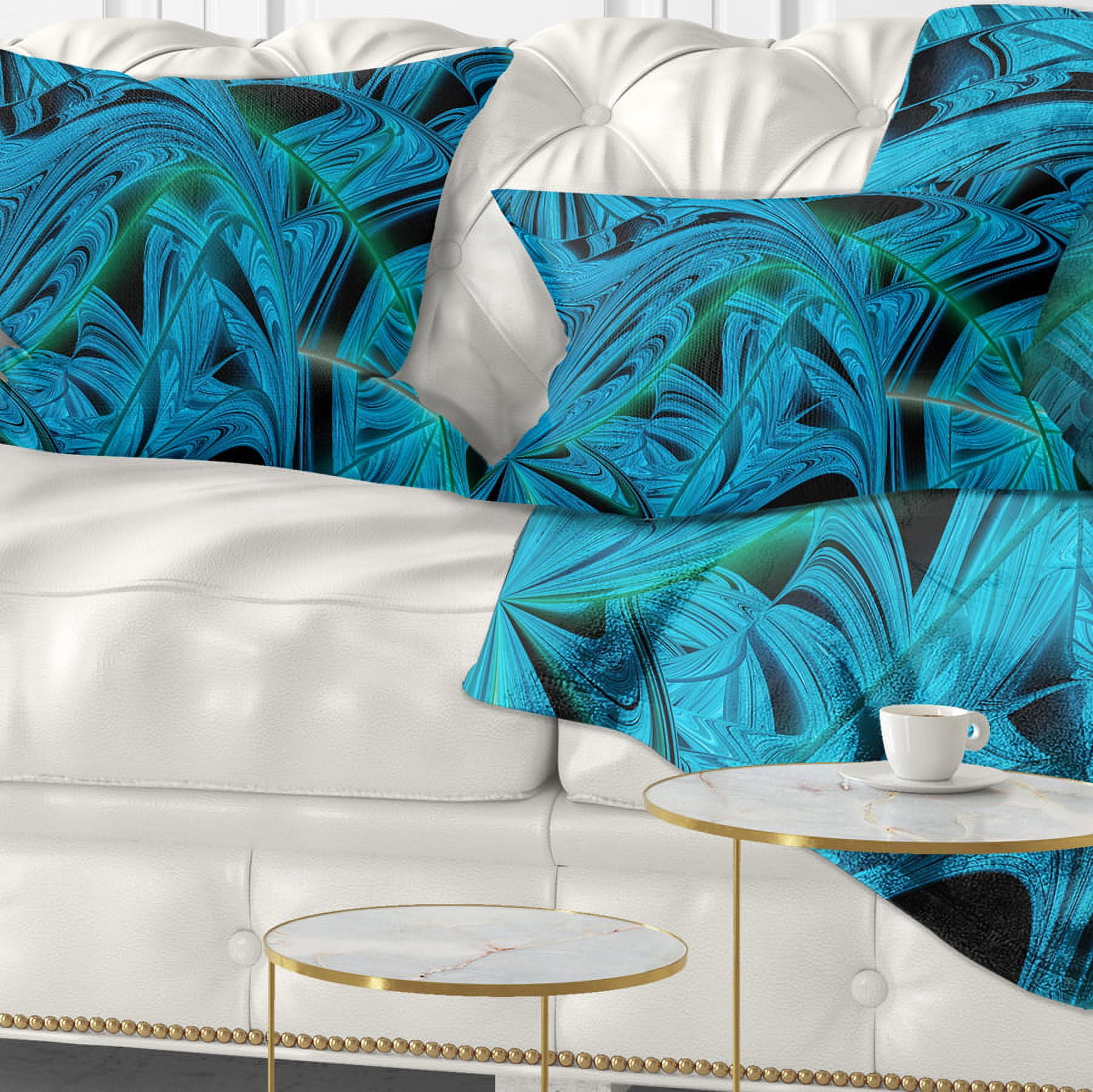 Designart Blue Winter Fractal Pattern - Abstract Throw Pillow - 12x20