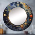 thumbnail image 1 of Designart "Blue Yellow Galactic Universe Celestial Beauty" Comets Blue Large Round Mirror - Round Mirror Wall Décor - Modern Round Printed Mirror 29" x 29" Inch, 1 of 5