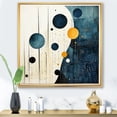 thumbnail image 1 of Designart "Blue Yellow Mid Century Minimalist Rain I" Abstract Collages Floater Framed Wall Art Living Room, 1 of 7