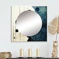thumbnail image 1 of Designart "Blue Yellow Mid Century Minimalist Rain I" Abstract Collages Square Mirror Wall Decor Transitional - Large Teal Square Bathroom Mirror - Square Printed Wall Mirror Art, 1 of 5