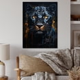 thumbnail image 1 of Designart "Blue Yellow Midnight Panther Inky II" Animals Metal Wall Art, 1 of 5
