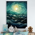 thumbnail image 1 of Designart "Blue Yellow Ocean Rhapsody I" Nautical & Beach Floater Framed Canvas Print, 1 of 7