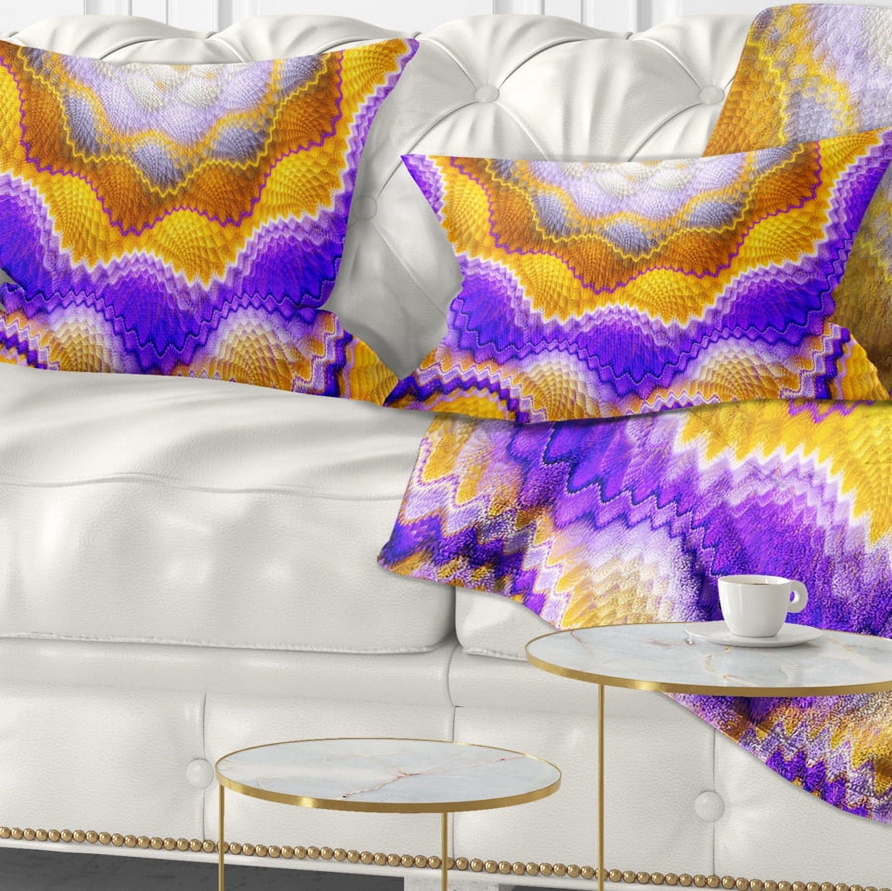 Designart Blue Yellow Snake Skin Flower - Abstract Throw Pillow - 12x20