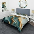 thumbnail image 1 of Designart "Blue and Gold Abstract Foliage III" Floral & Botanical Bedding Covert Set - Leaves Blue Floral Bed Set With 1 Sham, 1 of 6