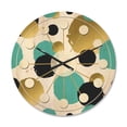 thumbnail image 1 of Designart 'Blue and Gold Circles ' Mid-Century Modern Wood Wall Clock, 1 of 5