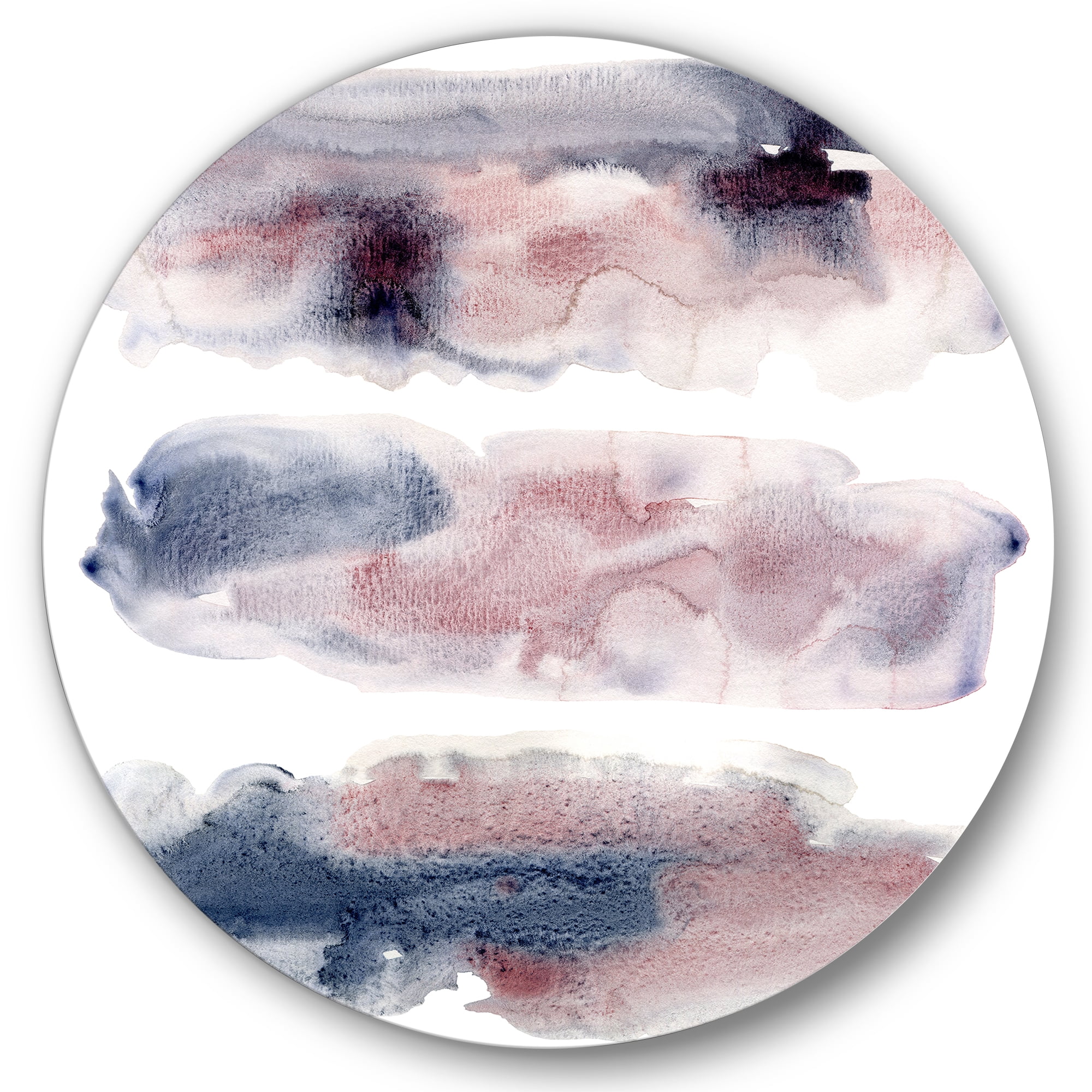 Designart 'Blue and Pink Clouds With Beige Spots I' Modern Circle Metal Wall Art 29x29 - Disc of 29