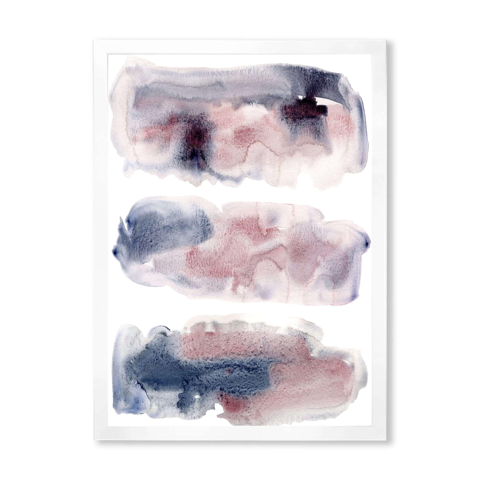 Designart 'Blue and Pink Clouds With Beige Spots I' Modern Framed Art Print