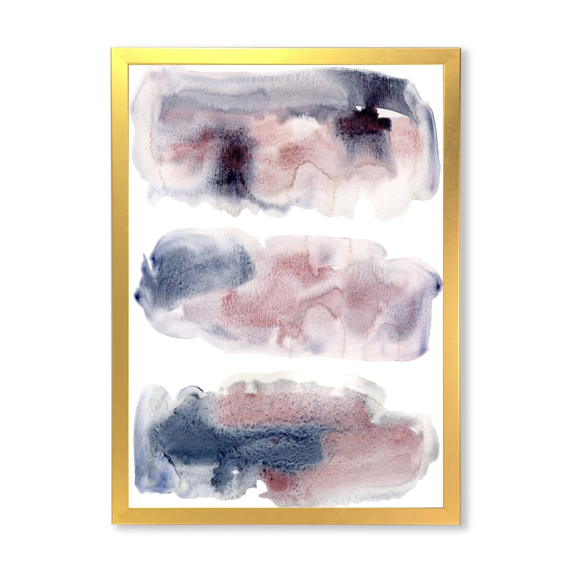 Designart 'Blue and Pink Clouds With Beige Spots I' Modern Framed Art Print