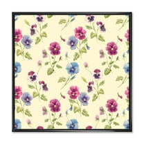 Designart 'Blue and Pink Pansy Flowers I' Traditional Framed Canvas Wall Art Print