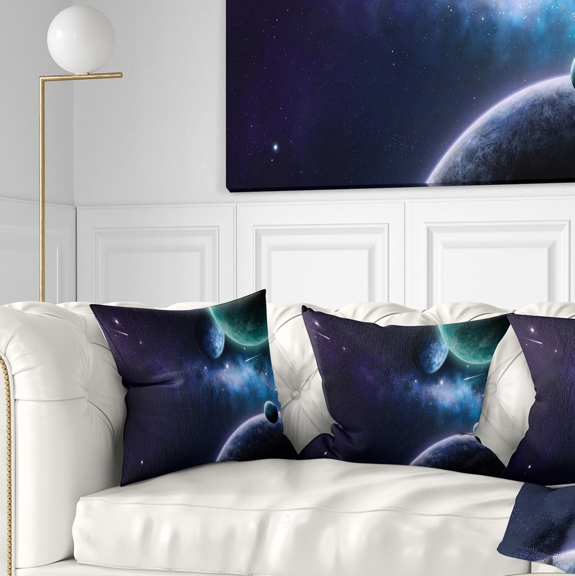 Designart Blue and Purple Nebula - Contemporary Throw Pillow - 16x16