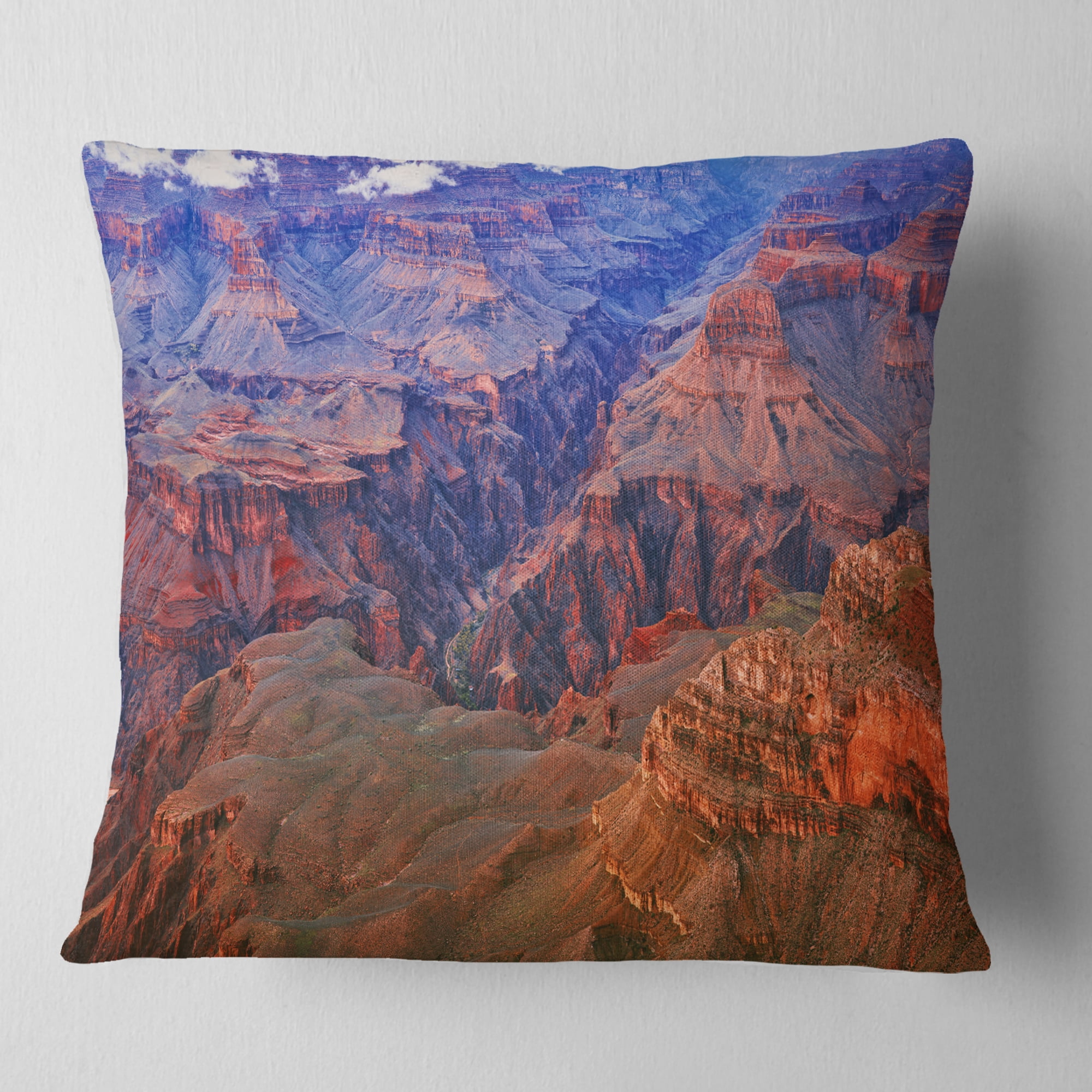 Designart Blue and Red Grand Canyon View - Landscape Printed Throw Pillow - 16x16