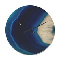 Designart 'Blue and White Agate Crystal II' Modern Wood Wall Clock