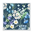 thumbnail image 1 of Designart 'Blue and White Spring Flowers On Dark Blue' Traditional Framed Canvas Wall Art Print, 1 of 5