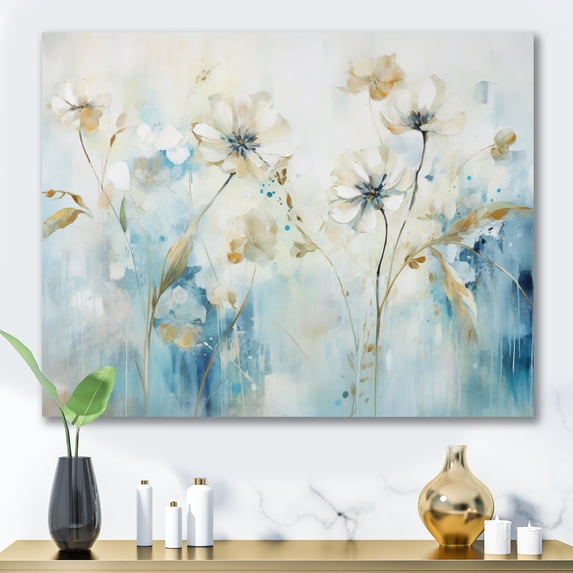 Designart "Blue botanic Garden I" Abstract Botanicals Canvas Art Print
