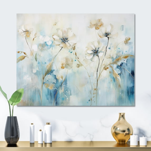 Designart "Blue botanic Garden I" Abstract Botanicals Metal Wall Decor