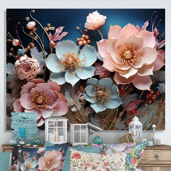 Designart "Blue captivate Gardens I" Abstract Botanicals Canvas Print