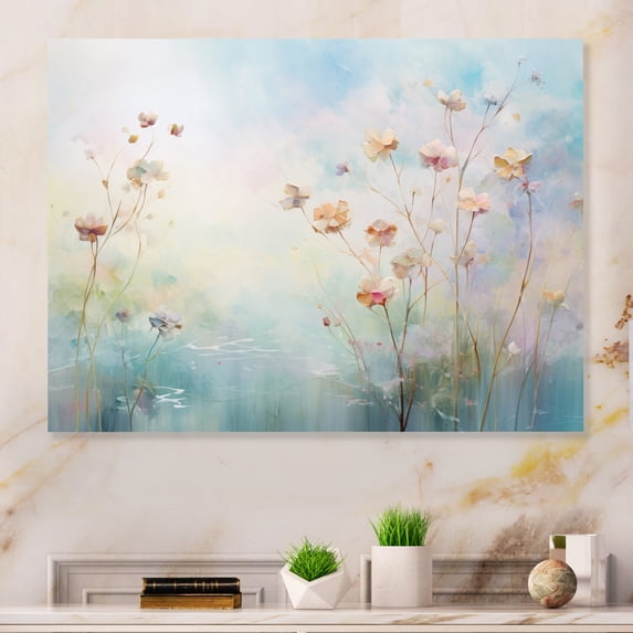 Designart "Blue captivate Gardens II" Abstract Botanicals Metal Wall Art