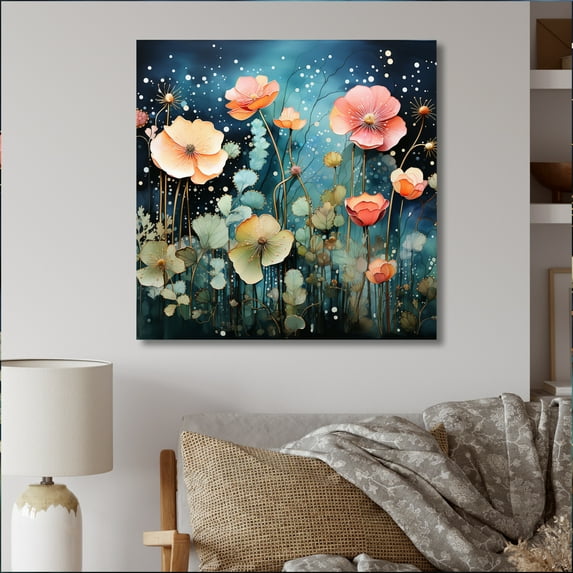 Designart "Blue captivate Gardens V" Abstract Botanicals Metal Wall Decor