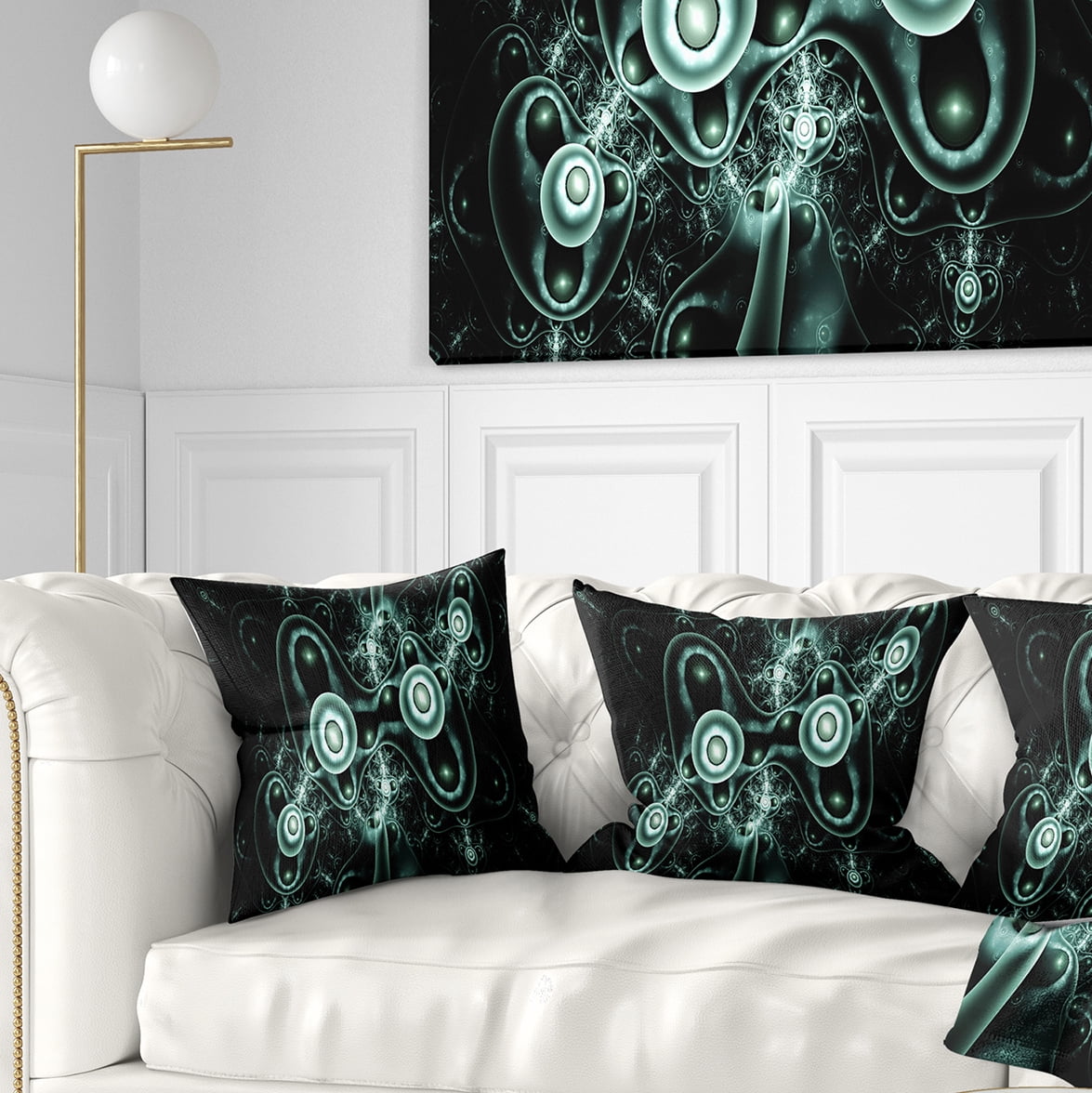 Designart Blue on Black 3D Surreal Design - Abstract Throw Pillow - 16x16