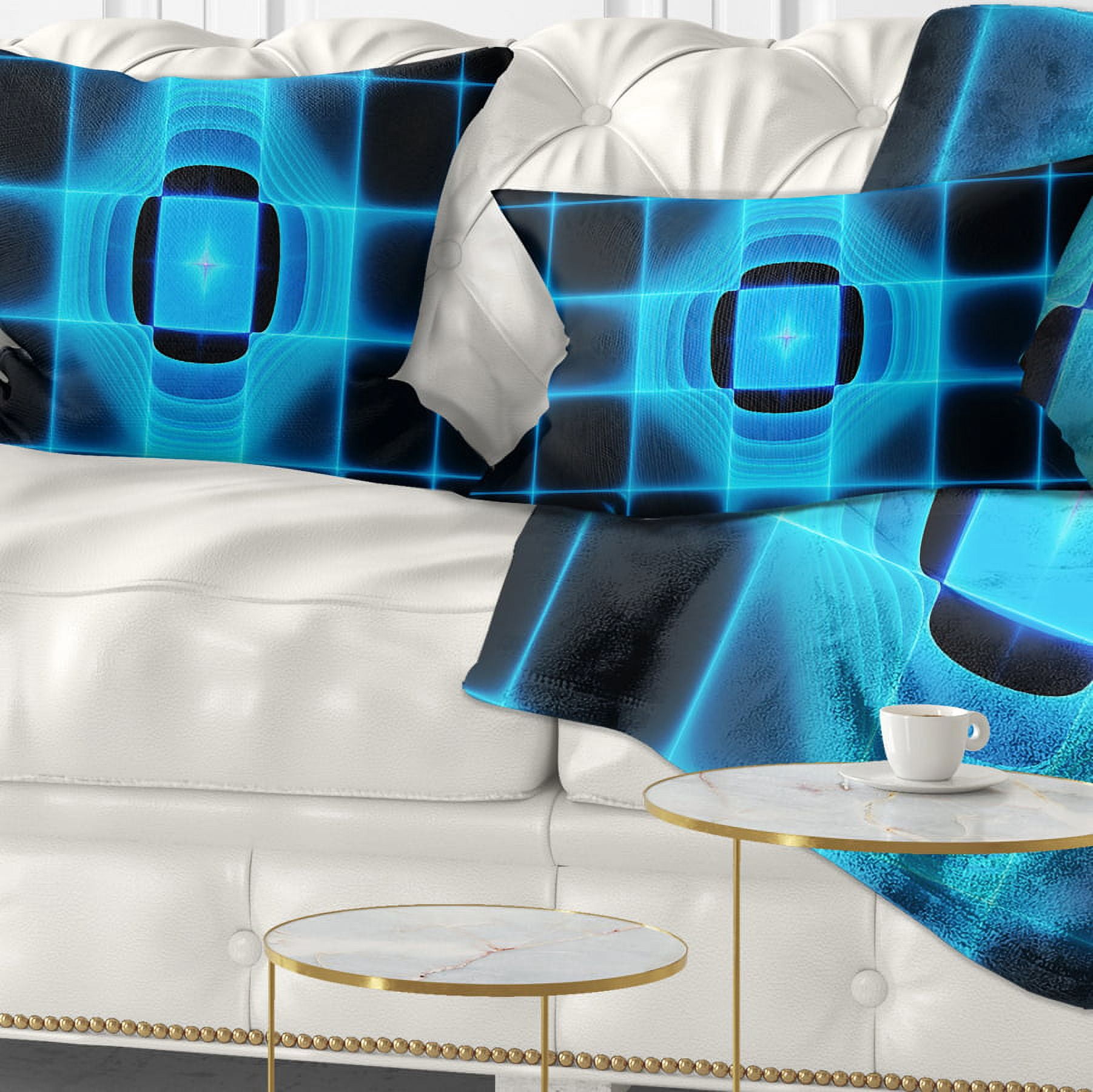 Designart Blue on Black Thermal Infrared Visor - Abstract Throw Pillow - 12x20