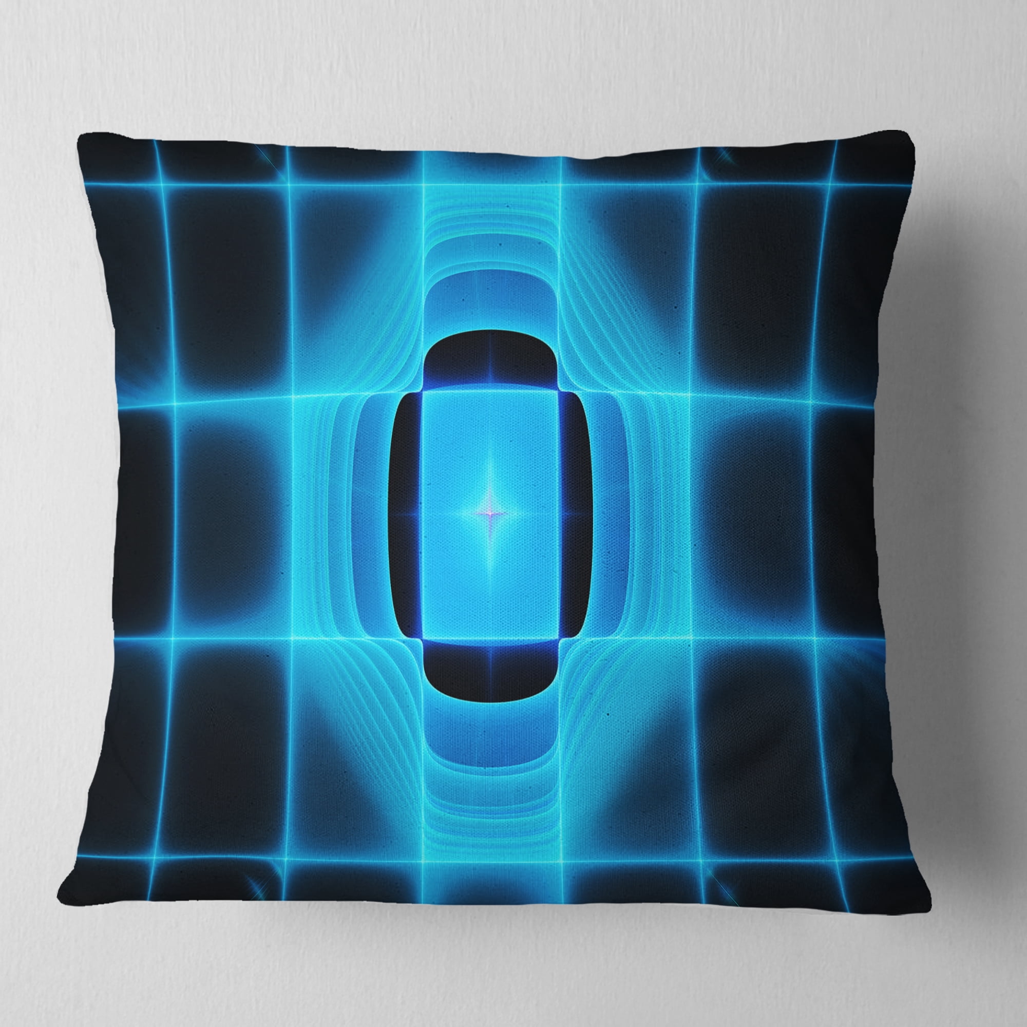 Designart Blue on Black Thermal Infrared Visor - Abstract Throw Pillow - 16x16