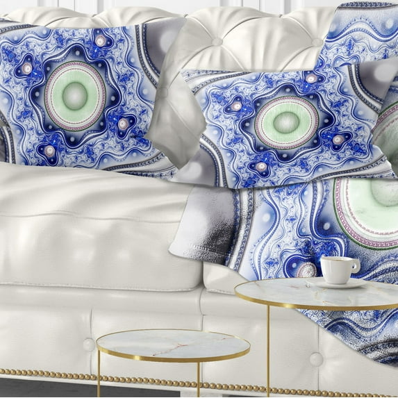 Designart Blue on White Pattern with Circles - Abstract Throw Pillow - 12x20