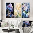 thumbnail image 1 of Designart "Blue violet Hydrangea Enchanting Bouquet" Floral Wall Art Set Of 3 - Blue Hydrangea Gallery Wall Set For Home Decor, 1 of 7