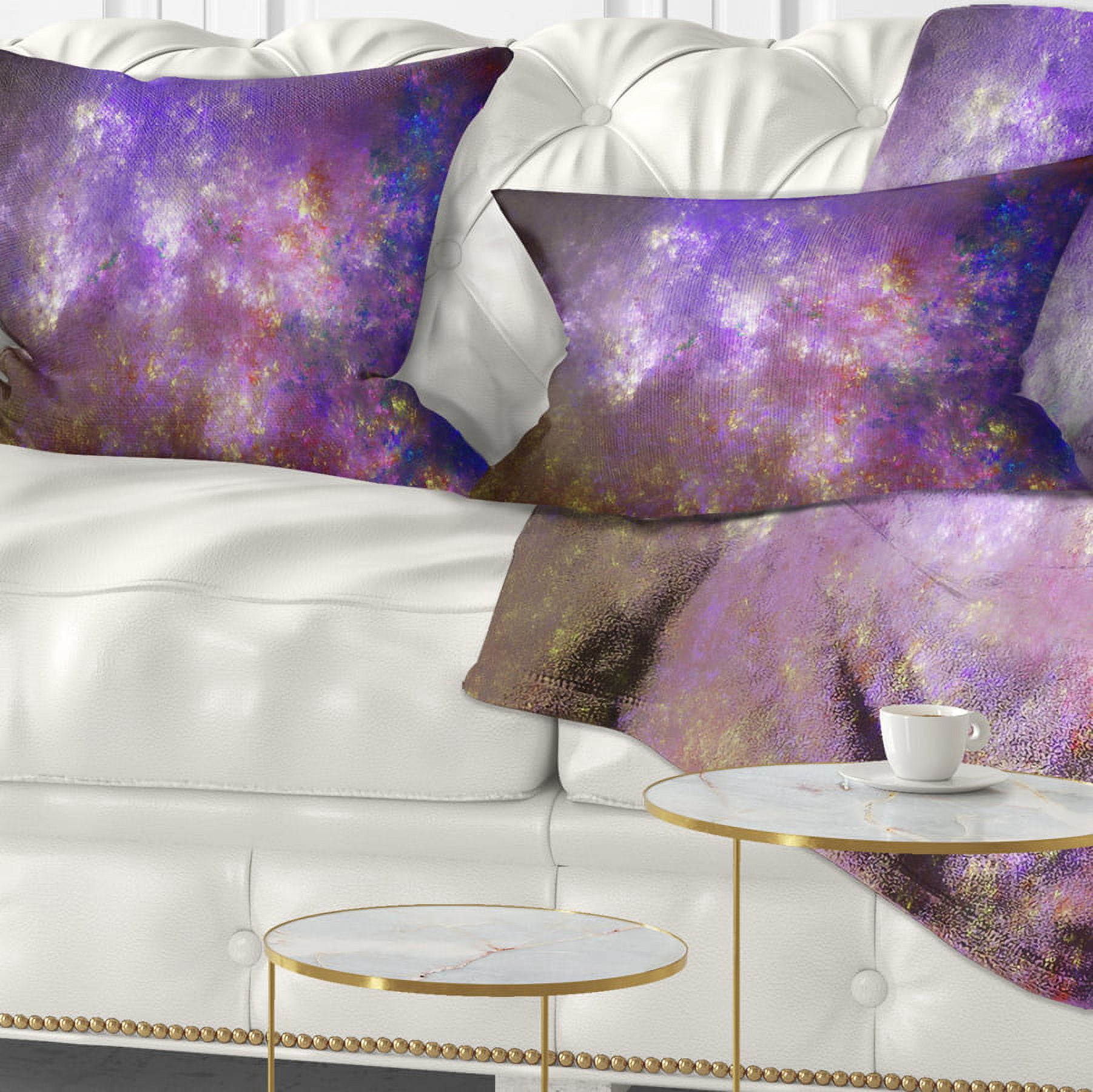 Designart Blur Fractal Sky with Stars - Abstract Throw Pillow - 12x20