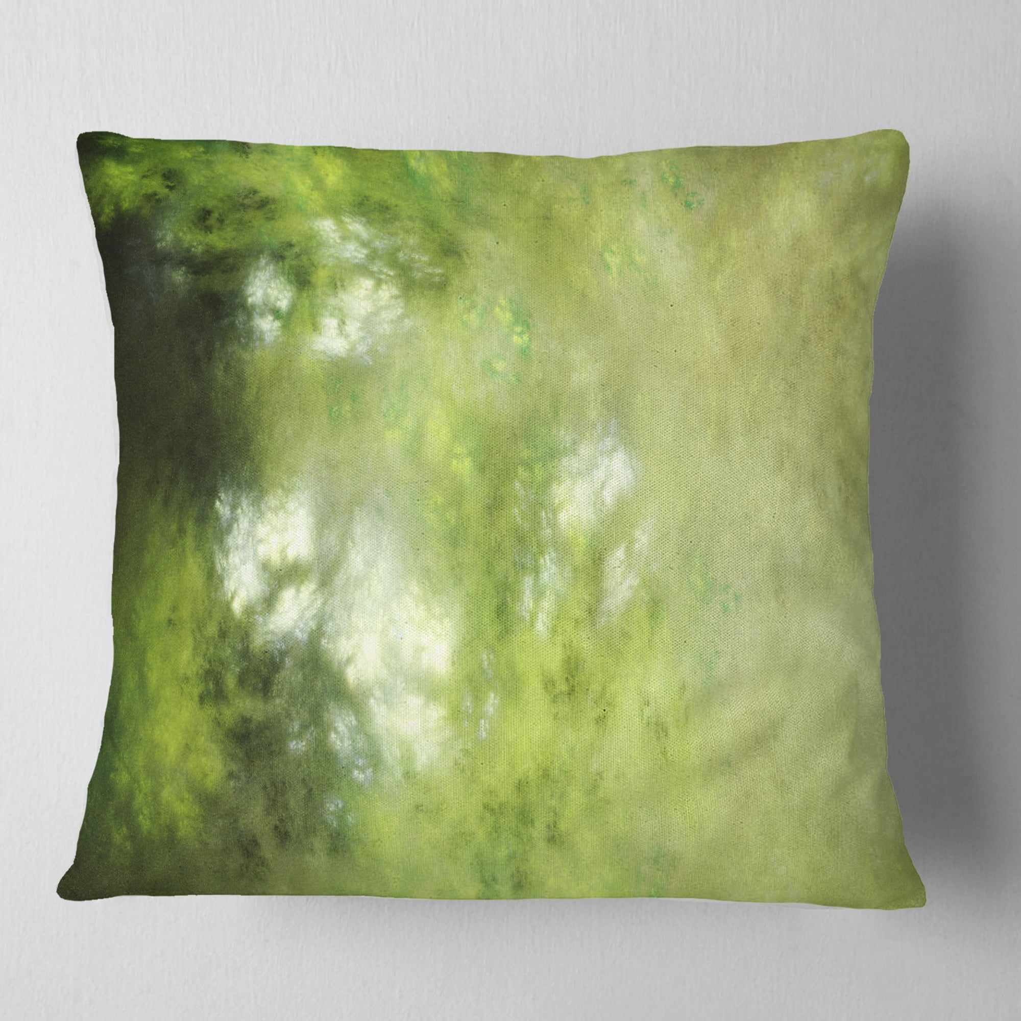 Designart Blur Green Sky with Stars - Abstract Throw Pillow - 18x18