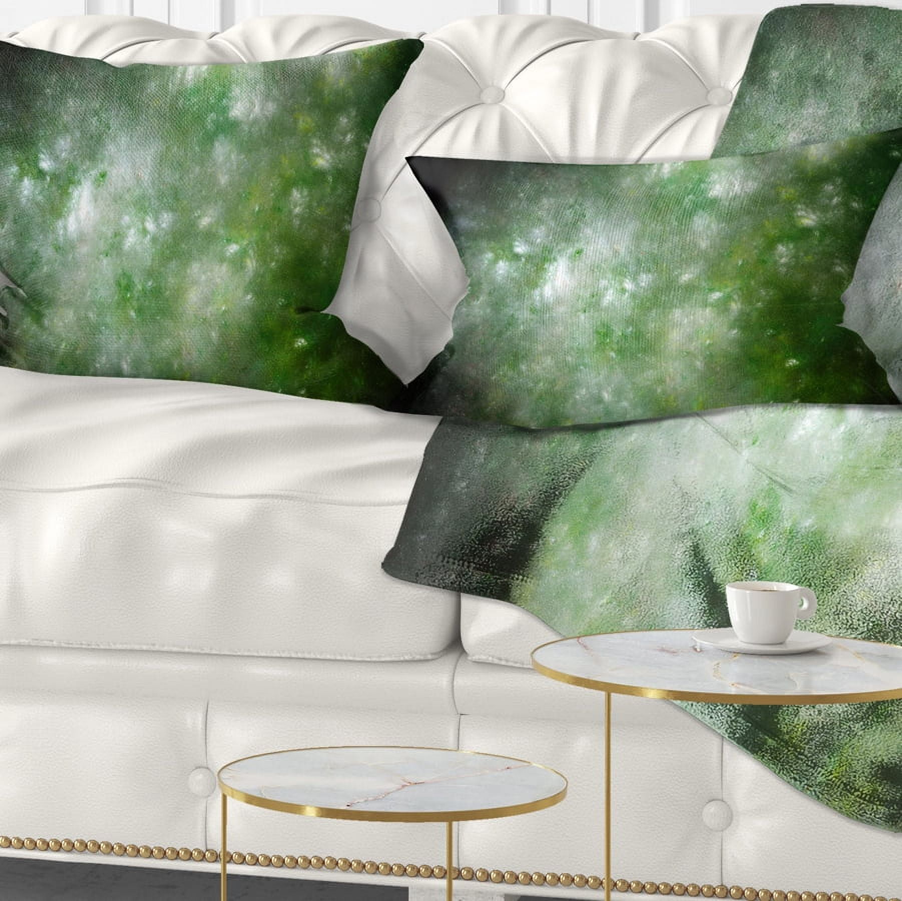 Designart Blur Green Starry Fractal Sky - Abstract Throw Pillow - 12x20