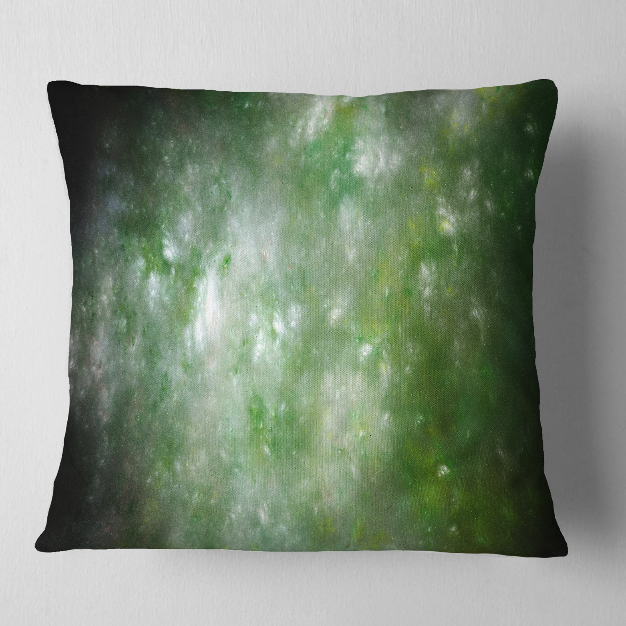 Designart Blur Green Starry Fractal Sky - Abstract Throw Pillow - 18x18