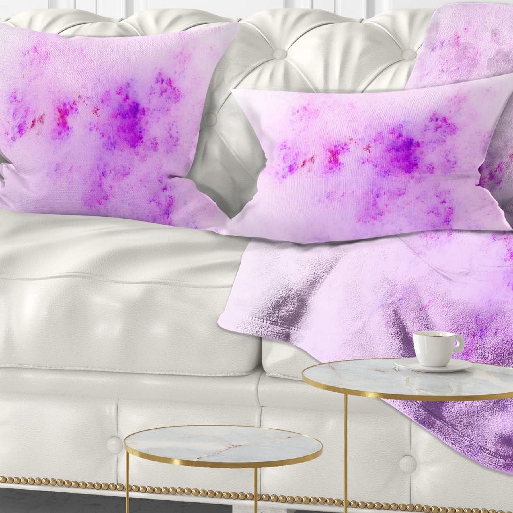 Designart Blur Light Pink Sky with Stars - Abstract Throw Pillow - 12x20