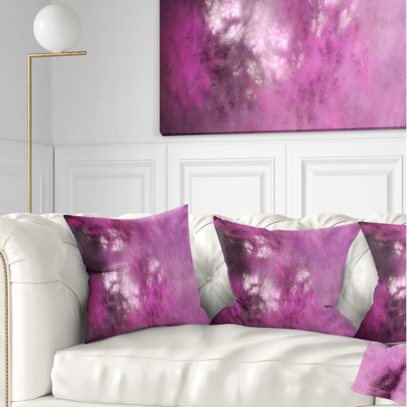 Designart Blur Pink Sky with Stars - Abstract Throw Pillow - 18x18