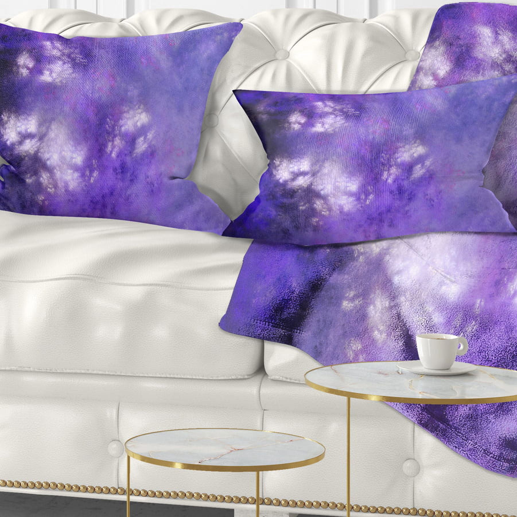 Designart Blur Purple Sky with Stars - Abstract Throw Pillow - 12x20