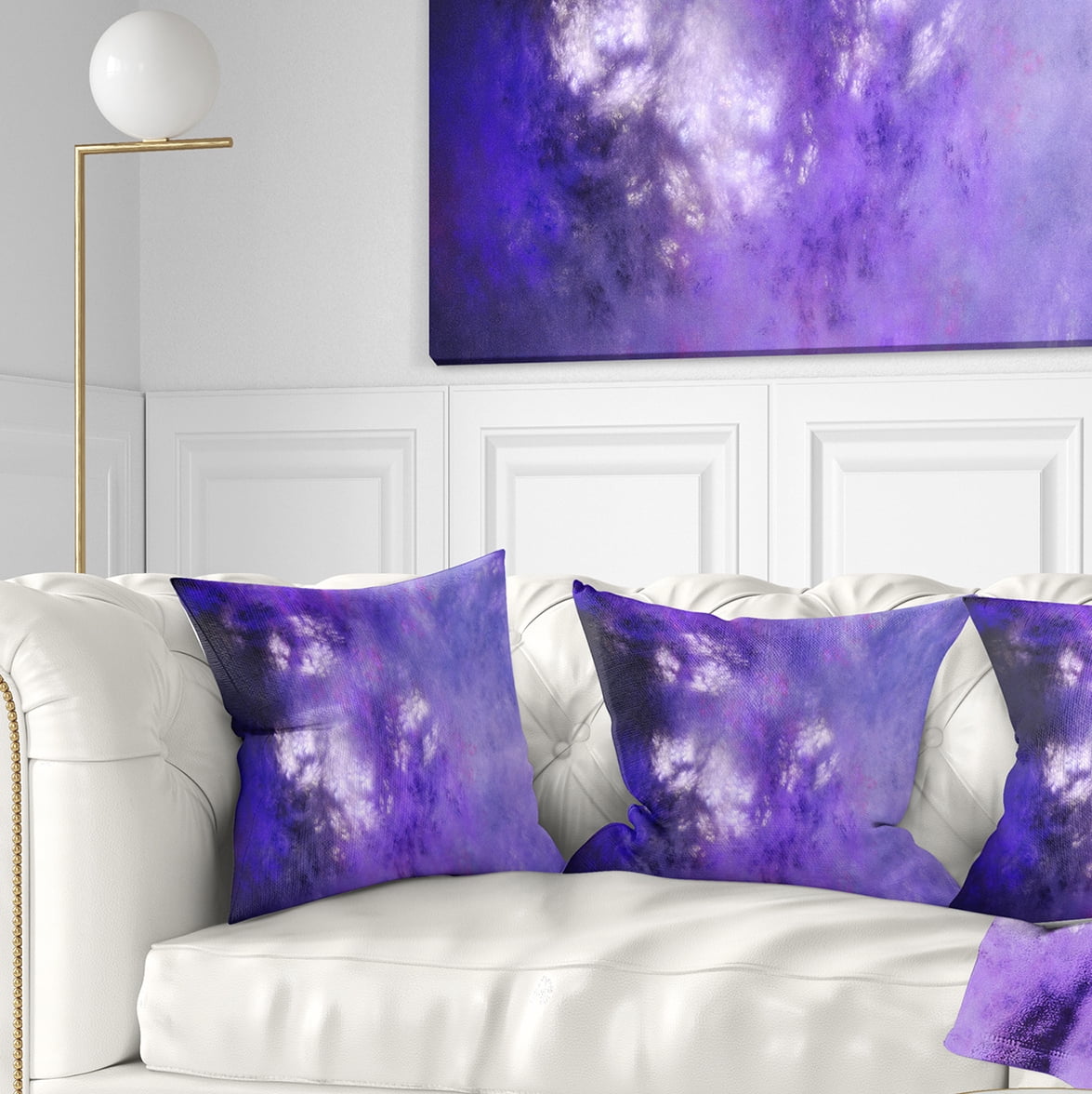 Designart Blur Purple Sky with Stars - Abstract Throw Pillow - 18x18