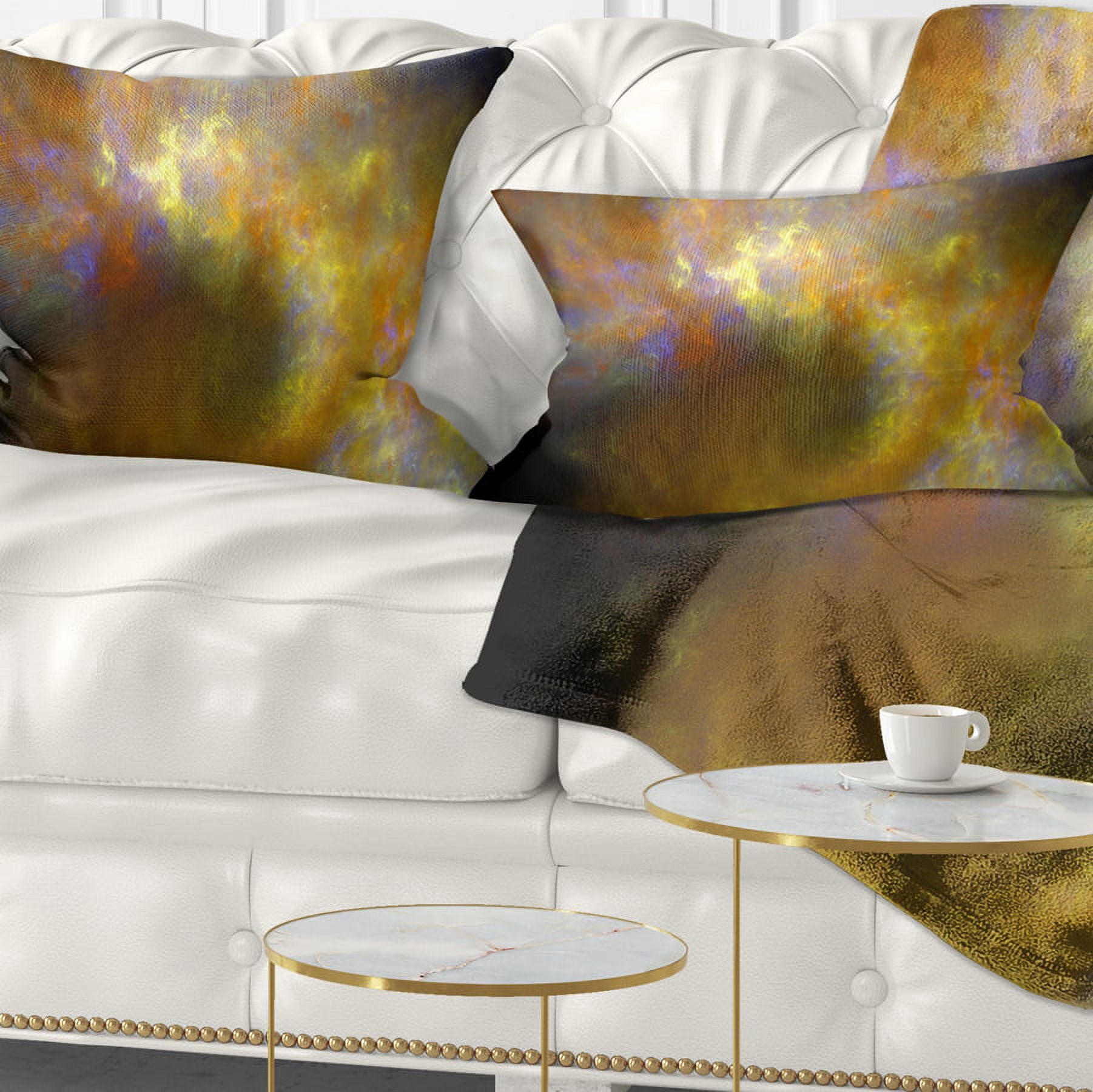 Designart Blur Yellow Sky with Stars - Abstract Throw Pillow - 12x20