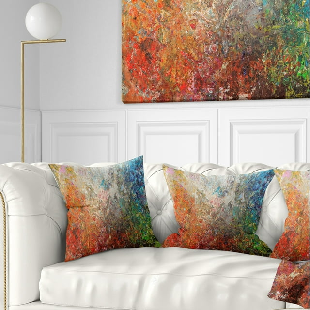 Designart Board Stained Abstract Art - Abstract Throw Pillow - 16x16