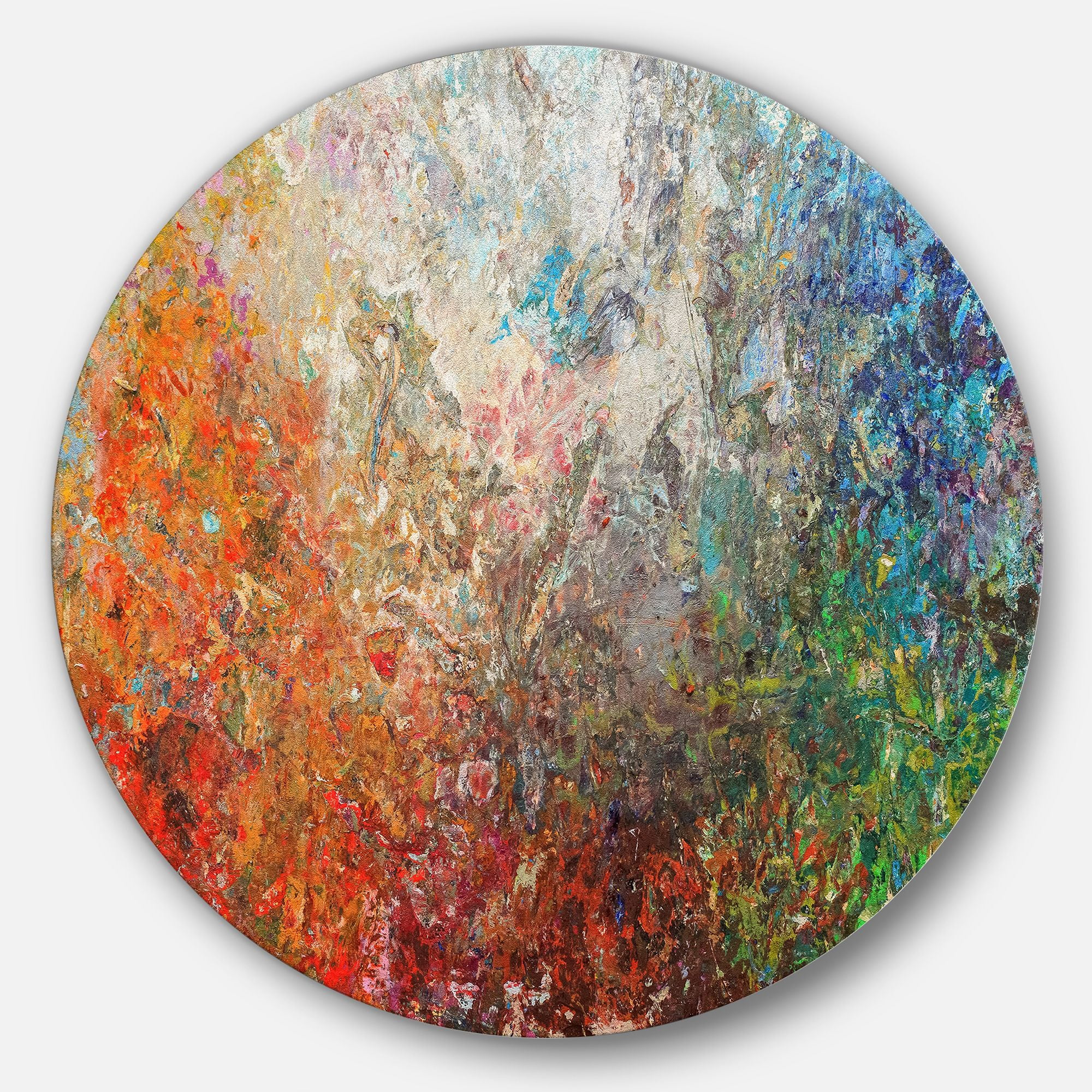 Designart 'Board Stained Abstract Art' Disc Abstract Circle Metal Wall Art