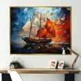 thumbnail image 1 of Designart "Boat Abstract Maritime Euphony I" Boat Floater Framed Wall Art Print, 1 of 7