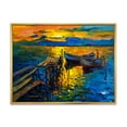 thumbnail image 1 of Designart 'Boat At The Lake During Evening Glow II' Nautical & Coastal Framed Canvas Wall Art Print, 1 of 5