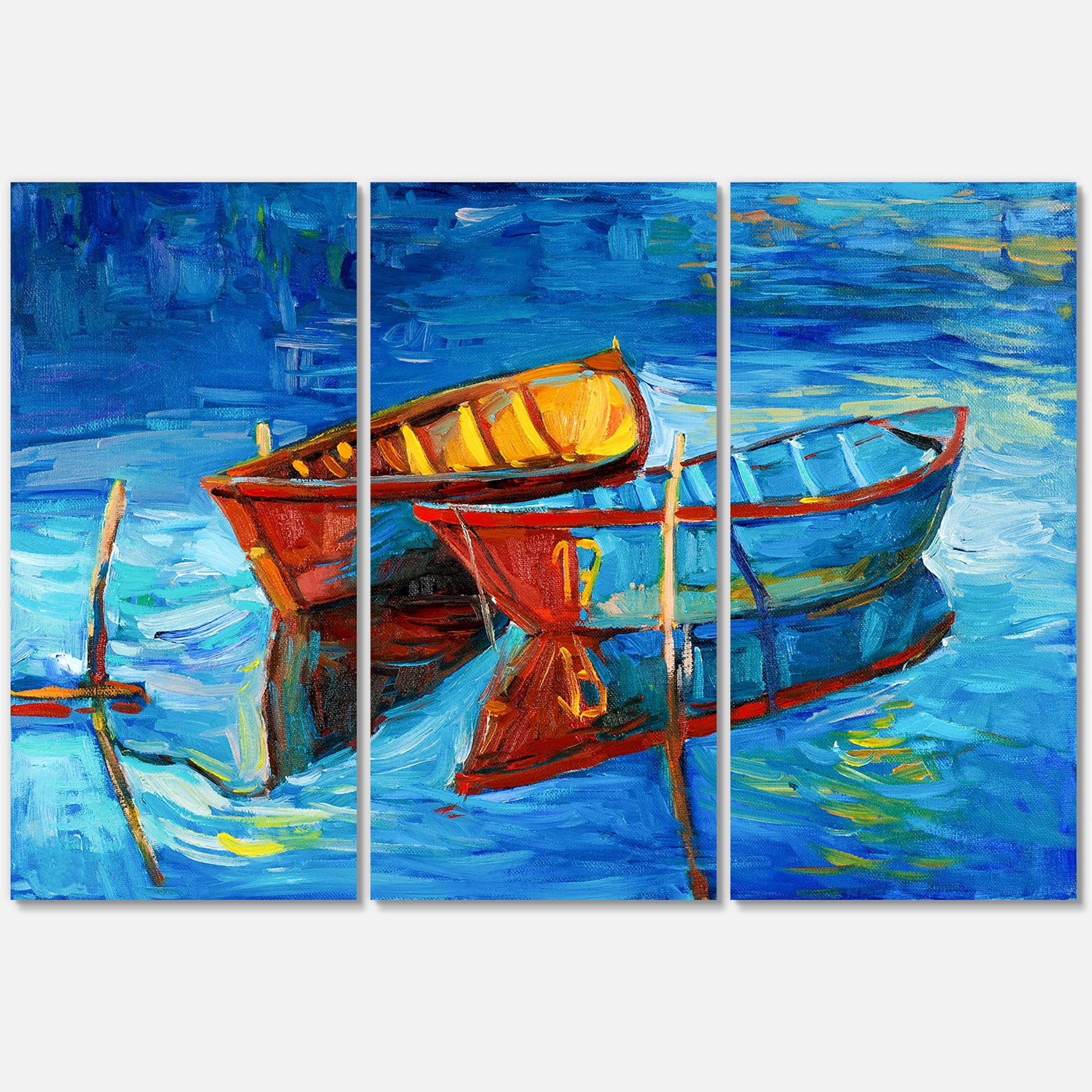 Designart ' Boat At The Lake During Evening Glow III ' Nautical & Coastal Canvas Wall Art Print