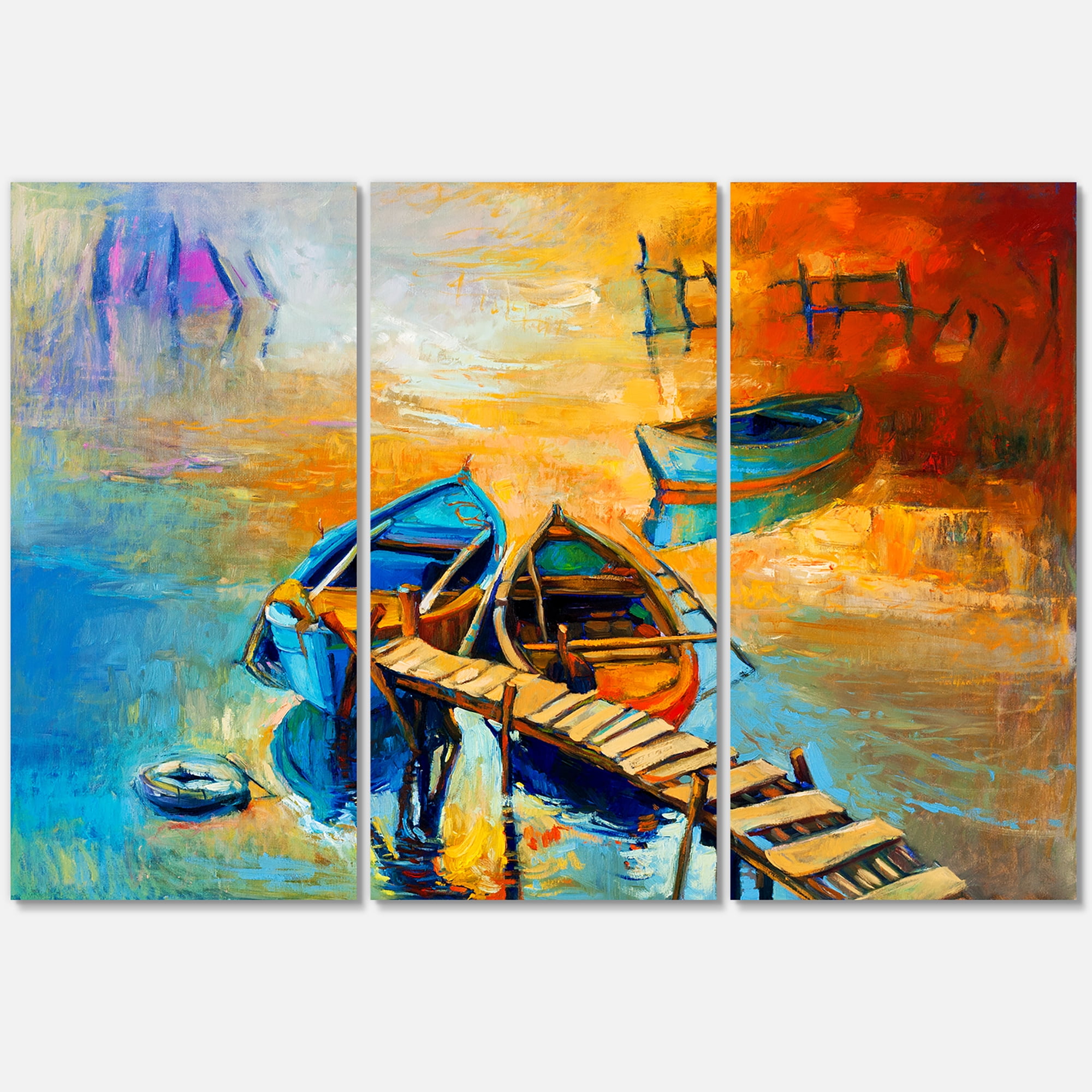 Designart ' Boat At The Lake During Evening Glow V ' Nautical & Coastal Canvas Wall Art Print
