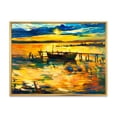 thumbnail image 1 of Designart 'Boat At The Lake During Evening Glow VI' Nautical & Coastal Framed Canvas Wall Art Print, 1 of 5