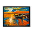 thumbnail image 1 of Designart 'Boat At The Lake During Evening Glow VII' Nautical & Coastal Framed Art Print, 1 of 4