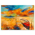 thumbnail image 1 of Designart ' Boat At The Lake During Evening Glow VIII ' Nautical & Coastal Canvas Wall Art Print, 1 of 4