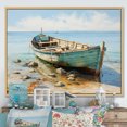 thumbnail image 1 of Designart "Boat Coastal harmonies" Transportation Floater Framed Wall Decor, 1 of 7